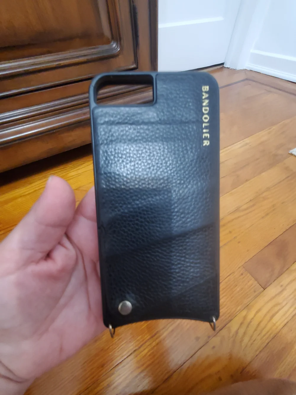 Bandolier Black Leather Crossbody Phone Case with Card Slot Iphone 7+